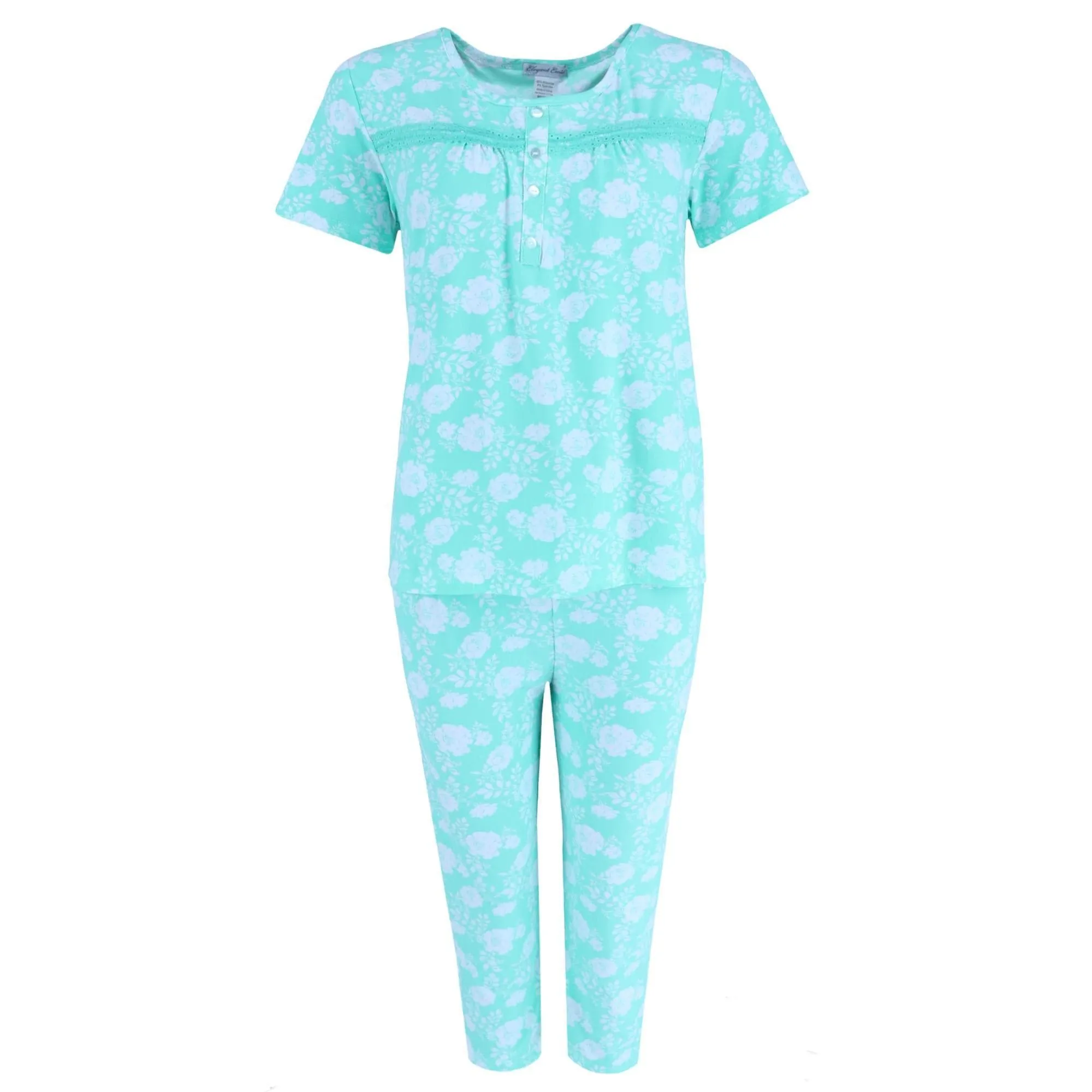 Elegant Emily Women's Plus Mint Floral Capri Set sold by Belt Outlet product image thumbnail 2