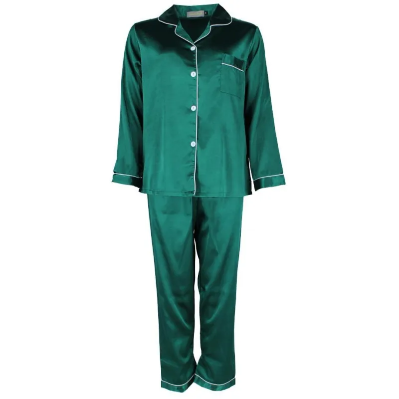 CTM® Women's Satin Long Sleeve Pajama Lounge Set made by Belt Outlet