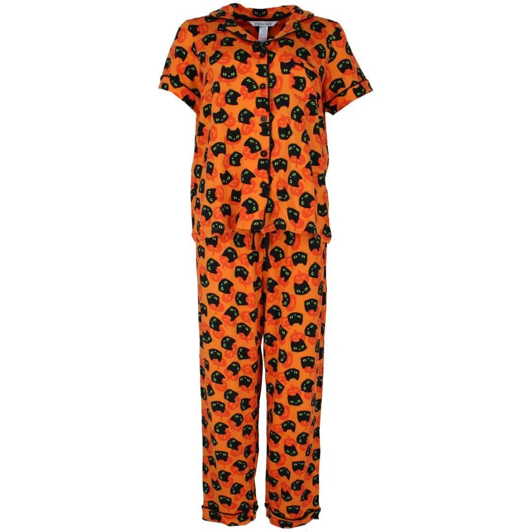 Pillow Talk Women's Lounge Around Black Cat Pajama Set sold by Belt Outlet product image thumbnail 3