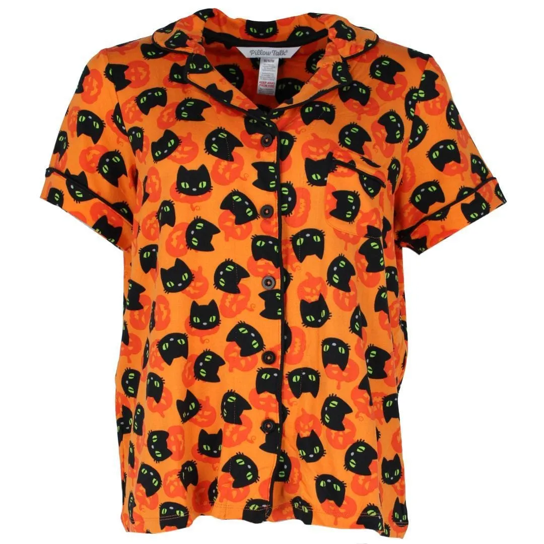 Pillow Talk Women's Lounge Around Black Cat Pajama Set sold by Belt Outlet product image thumbnail 4