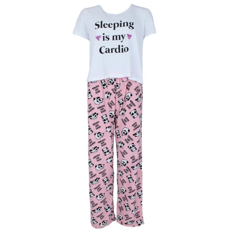 Mentally Exhausted Women's Plus Size Panda Sleeping is My Cardio Pajama Set made by Belt Outlet