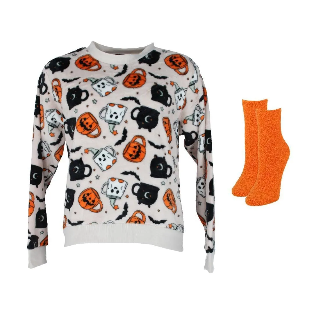Weekending Women's Plush Halloween Mug Crewneck with Socks Set sold by Belt Outlet product image thumbnail 3