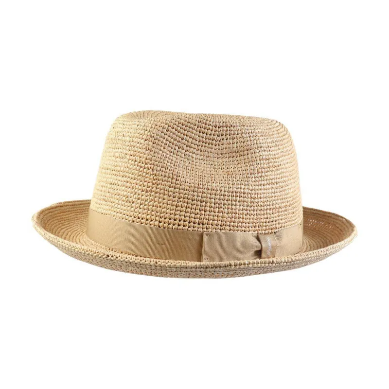 Wigens Men's Raffia Straw Hat with Grosgrain Hatband sold by Belt Outlet