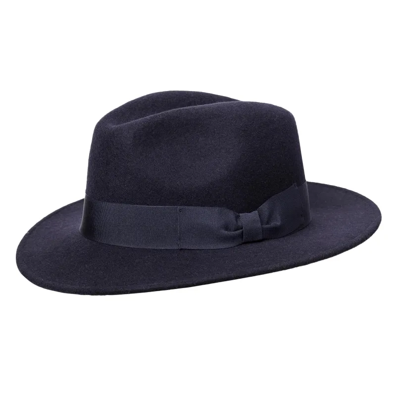 Wigens Men's Wool Fedora with Grosgrain Hatband made by Belt Outlet
