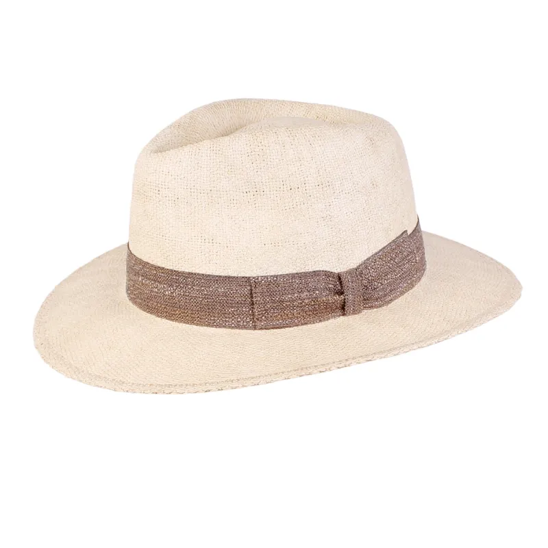 Wigens Men's Straw Country Fedora with Bow Hatband sold by Belt Outlet