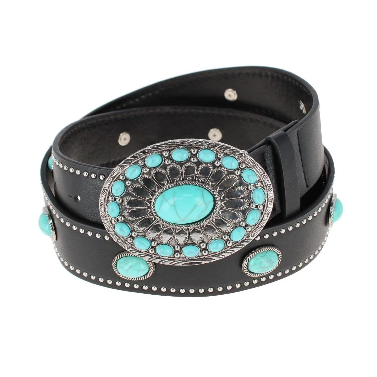 CTM® Women's Western Bohemian Turquoise Buckle Belt sold by Belt Outlet