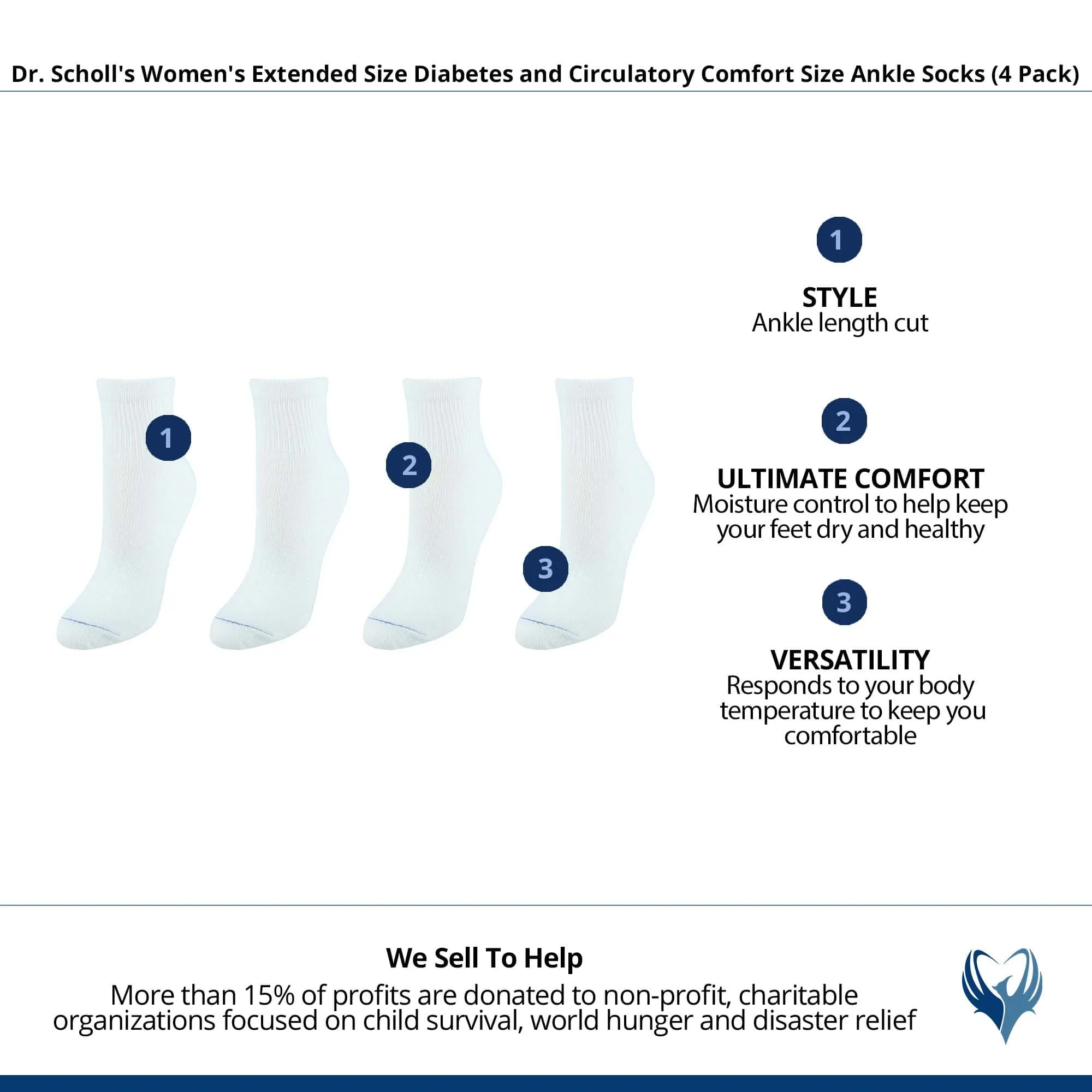 Dr. Scholl's Women's Extended Size Diabetes and Circulatory Comfort Size Ankle Socks (4 Pack) sold by Belt Outlet product image thumbnail 5