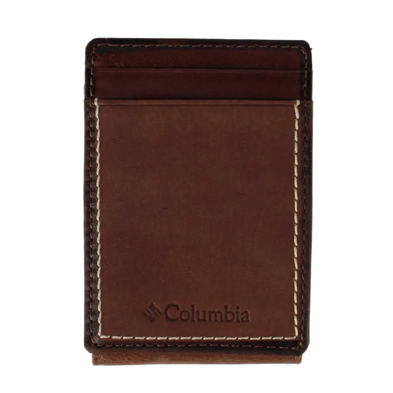 Columbia Men's Leather RFID Front Pocket Wallet with Magnetic Money Clip made by Columbia