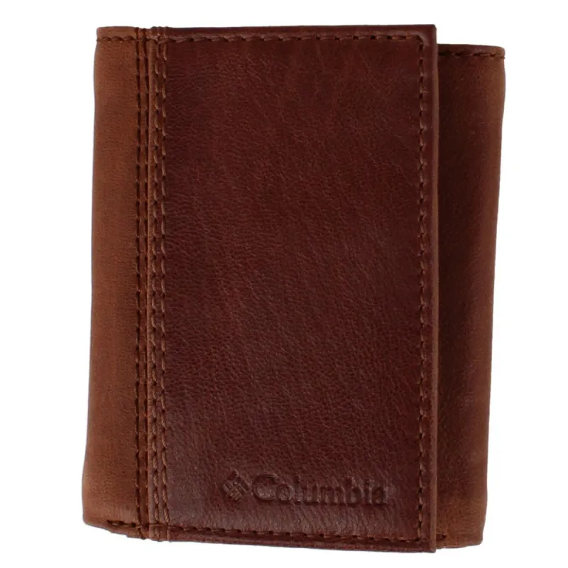 Columbia Men's Leather RFID Trifold Wallet with Front Pocket made by Columbia