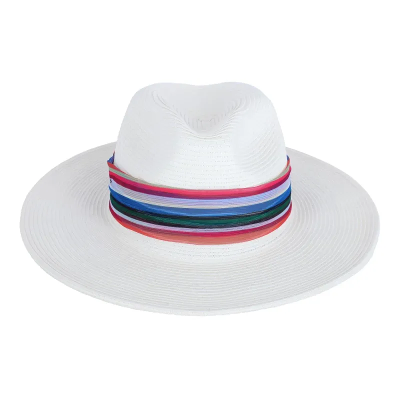 Karen Keith Women's Toyo Braid Straw Sun Hat with Chiffon Hatband sold by Belt Outlet