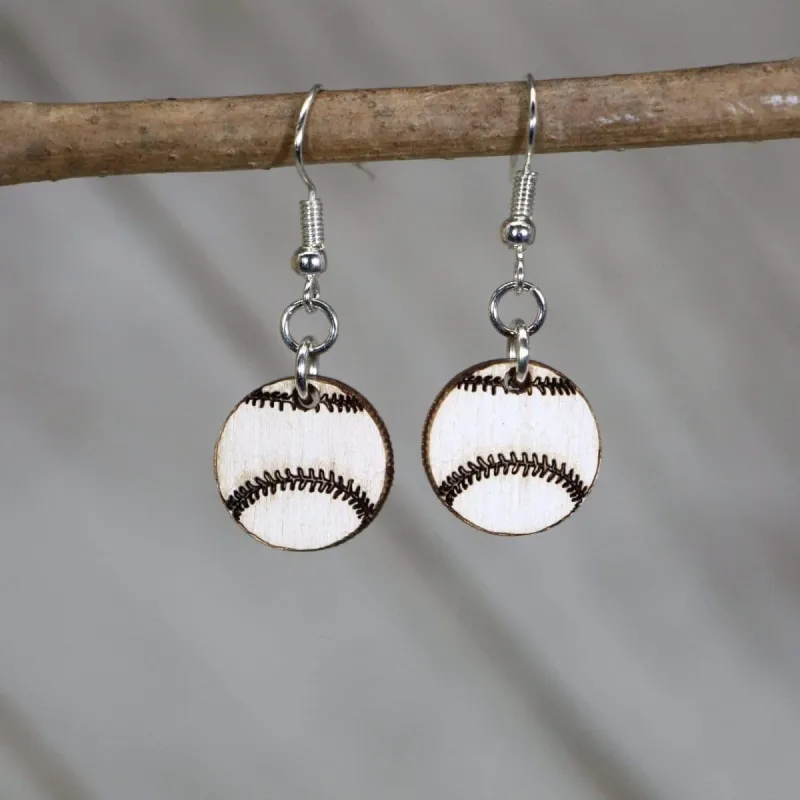 Cate's Concepts, LLC Women's Baseball Wooden Dangle Earrings sold by Belt Outlet
