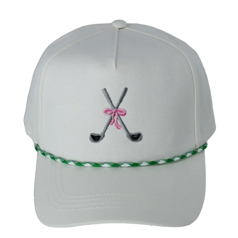 CTM® Women's Golf Club Bow Cap with Rope Hatband sold by Belt Outlet