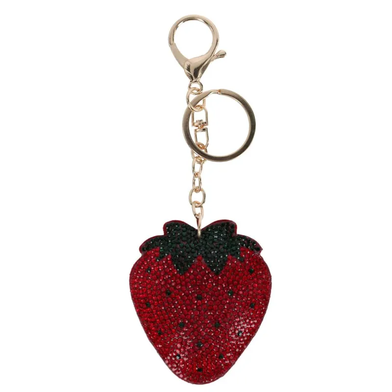 CTM® Women's Strawberry Shape Glittering Bag Charm made by Belt Outlet