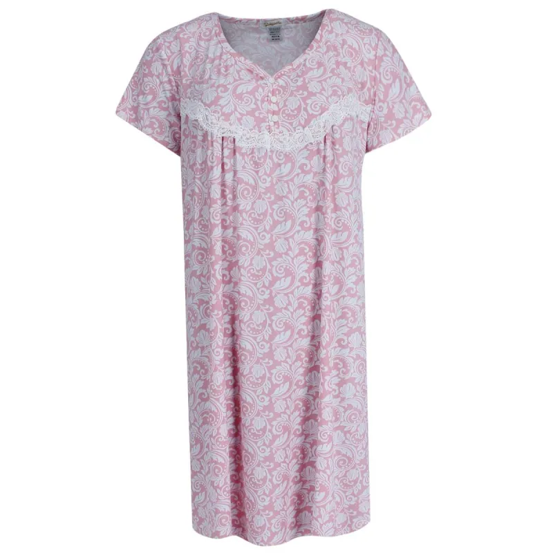 Gabriella Women's Patterned Short Sleeve Sleep Gown sold by Belt Outlet