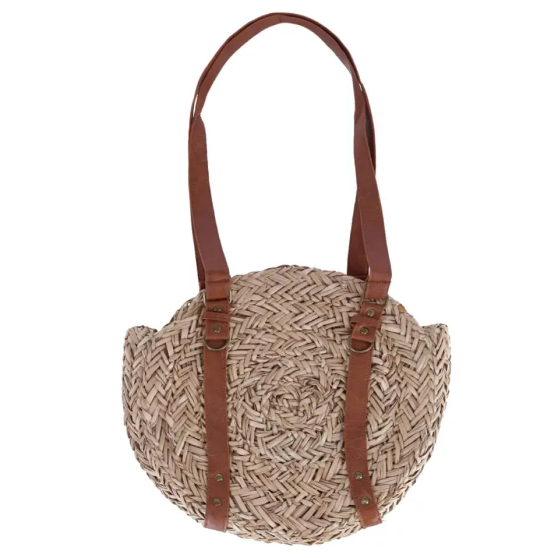 Bay Sky Women's Round Seagrass Shoulder Handbag made by Belt Outlet