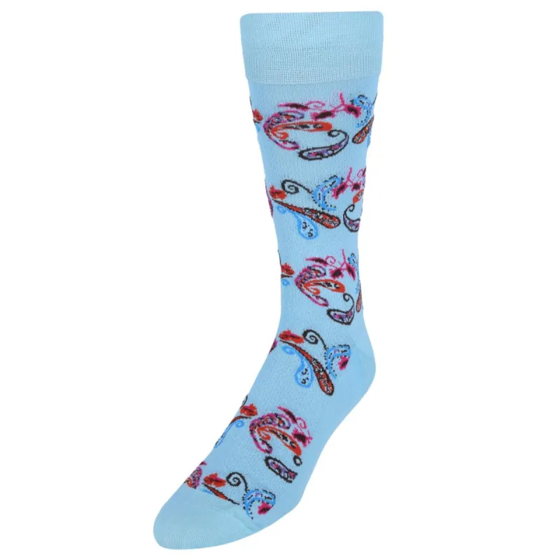 Vannucci Men's Exploded Paisley Mercerized Cotton Fashion Dress Socks made by Belt Outlet