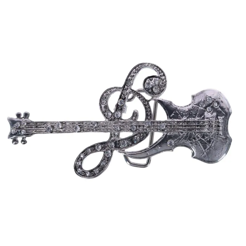 CTM® Women's Rhinestone Music Note Guitar Buckle made by Belt Outlet