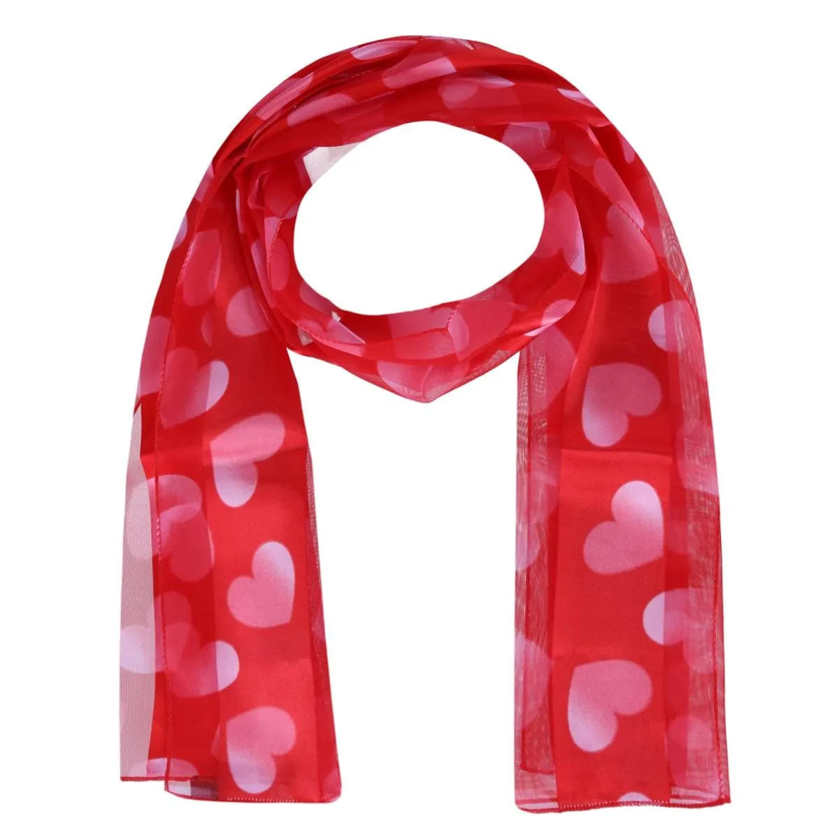 CTM® Women's Lightweight Satin Valentine's Bold Heart Print Scarf sold by Belt Outlet
