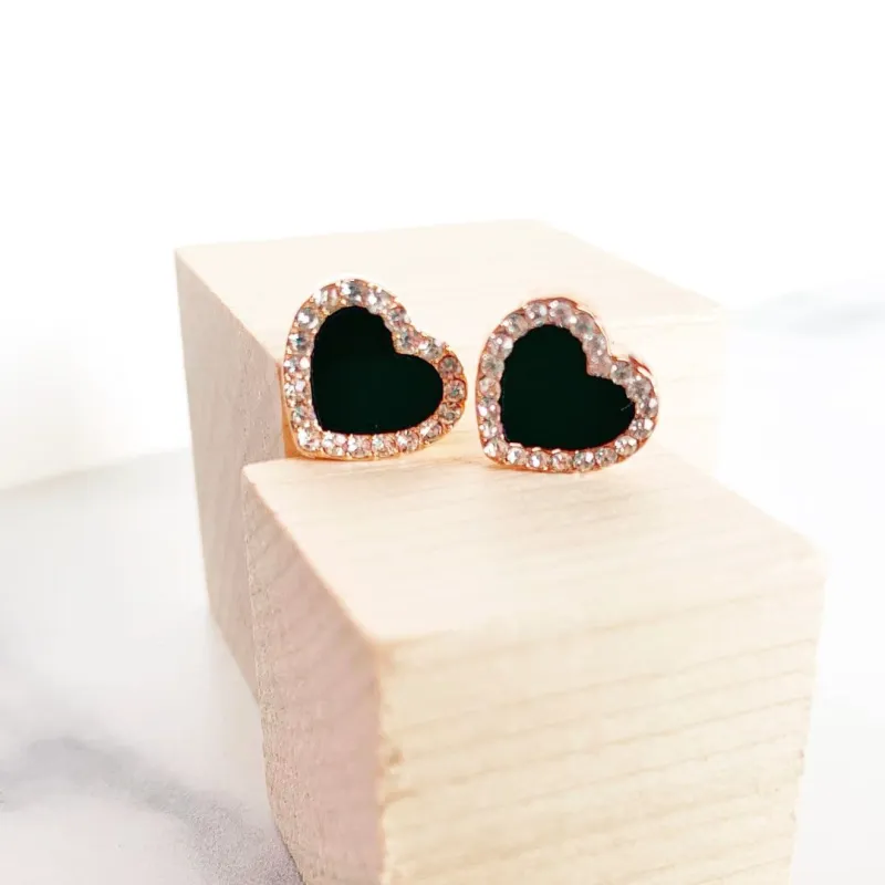 ClaudiaG Collection Women's Onyx Heart Earrings sold by Belt Outlet