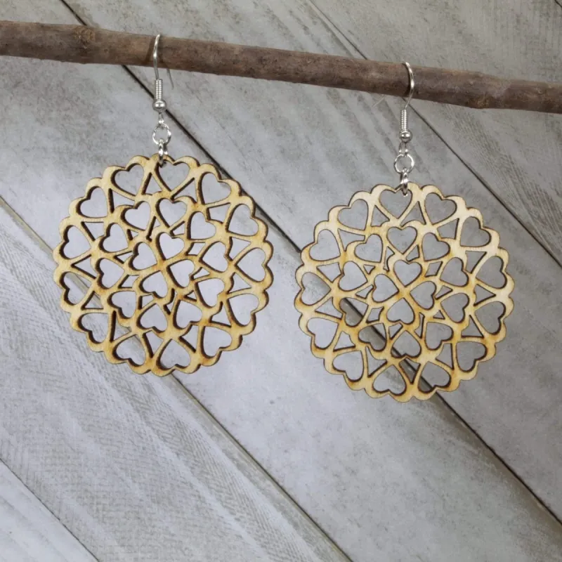 Cate's Concepts, LLC Women's Circle of Hearts Wooden Dangle Earrings sold by Belt Outlet