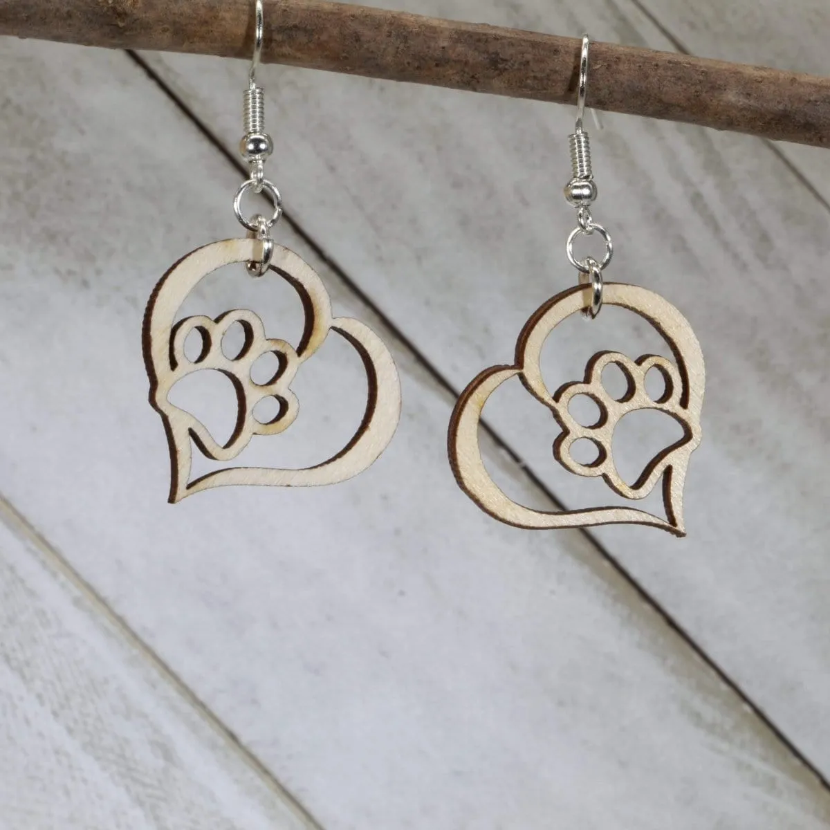 Cate's Concepts, LLC Women's Heart Paw Print Dangle Earrings sold by Belt Outlet