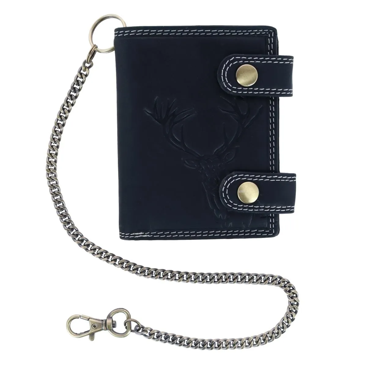 CTM® Men's Leather Deer Zip Around RFID Chain Wallet sold by Belt Outlet product image thumbnail 2