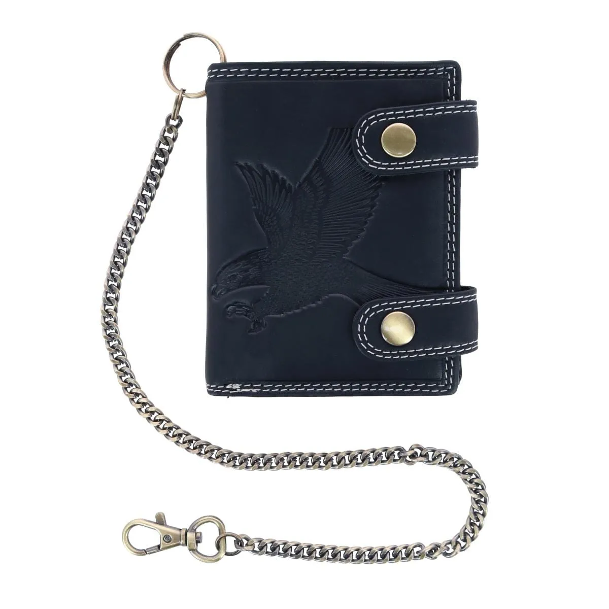 CTM® Men's Leather Eagle RFID Zip Around Chain Wallet sold by Belt Outlet product image thumbnail 3