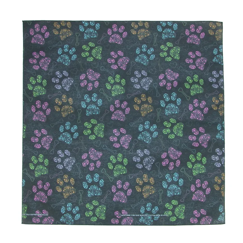 CTM® Colorful Dog Paw Print Bandana made by Belt Outlet