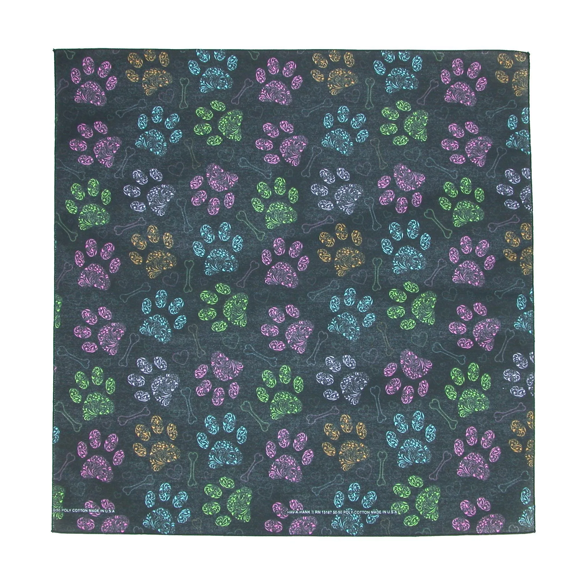 CTM® Colorful Dog Paw Print Bandana sold by Belt Outlet
