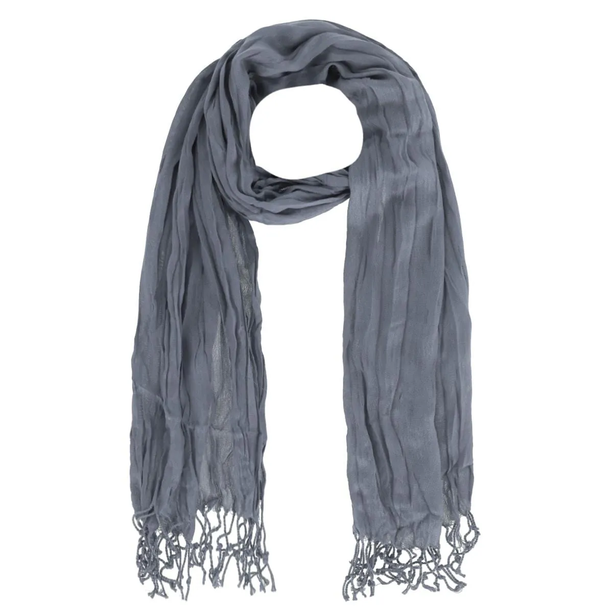 CTM® Women's Solid Color Crinkle Tassel Scarf sold by Belt Outlet product image thumbnail 5