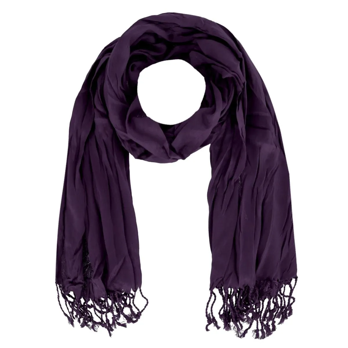 CTM® Women's Solid Color Crinkle Tassel Scarf sold by Belt Outlet product image thumbnail 4