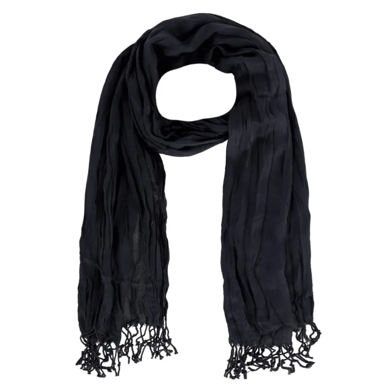 CTM® Women's Solid Color Crinkle Tassel Scarf made by Belt Outlet