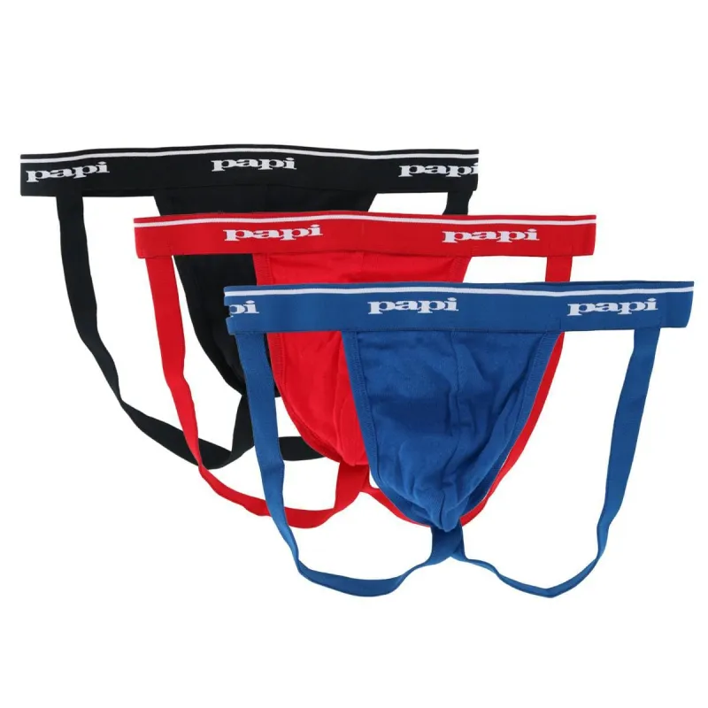 Papi Men's Solid Cotton Jock Strap Assorted (3 Pack) sold by Belt Outlet