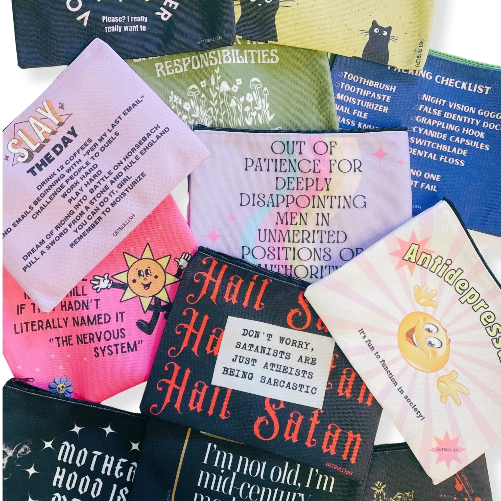 The Bullish Store Unisex Slay the Day Canvas Zipper Pouch sold by Belt Outlet product image thumbnail 4