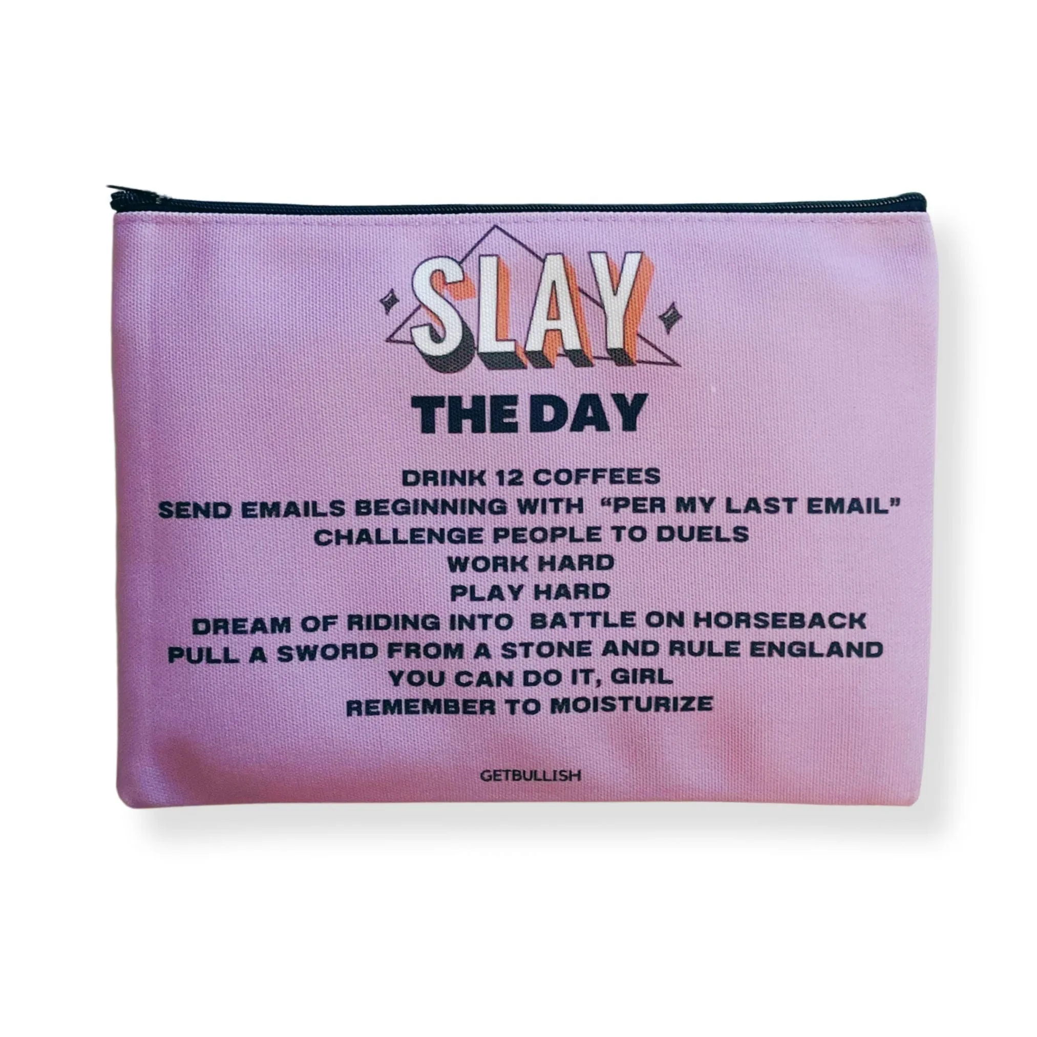 The Bullish Store Unisex Slay the Day Canvas Zipper Pouch sold by Belt Outlet