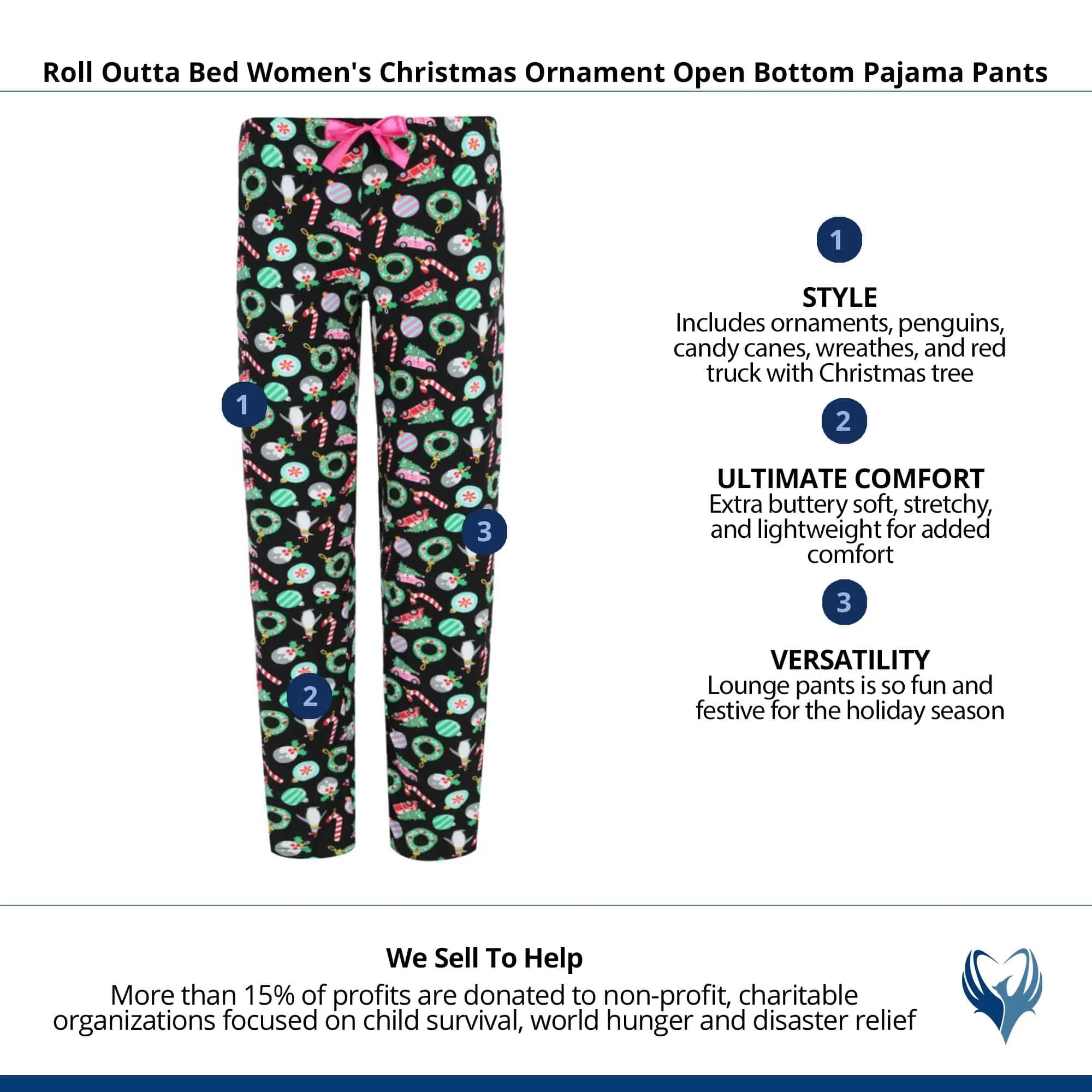 Roll Outta Bed Women's Christmas Ornament Open Bottom Pajama Pants sold by Belt Outlet product image thumbnail 5