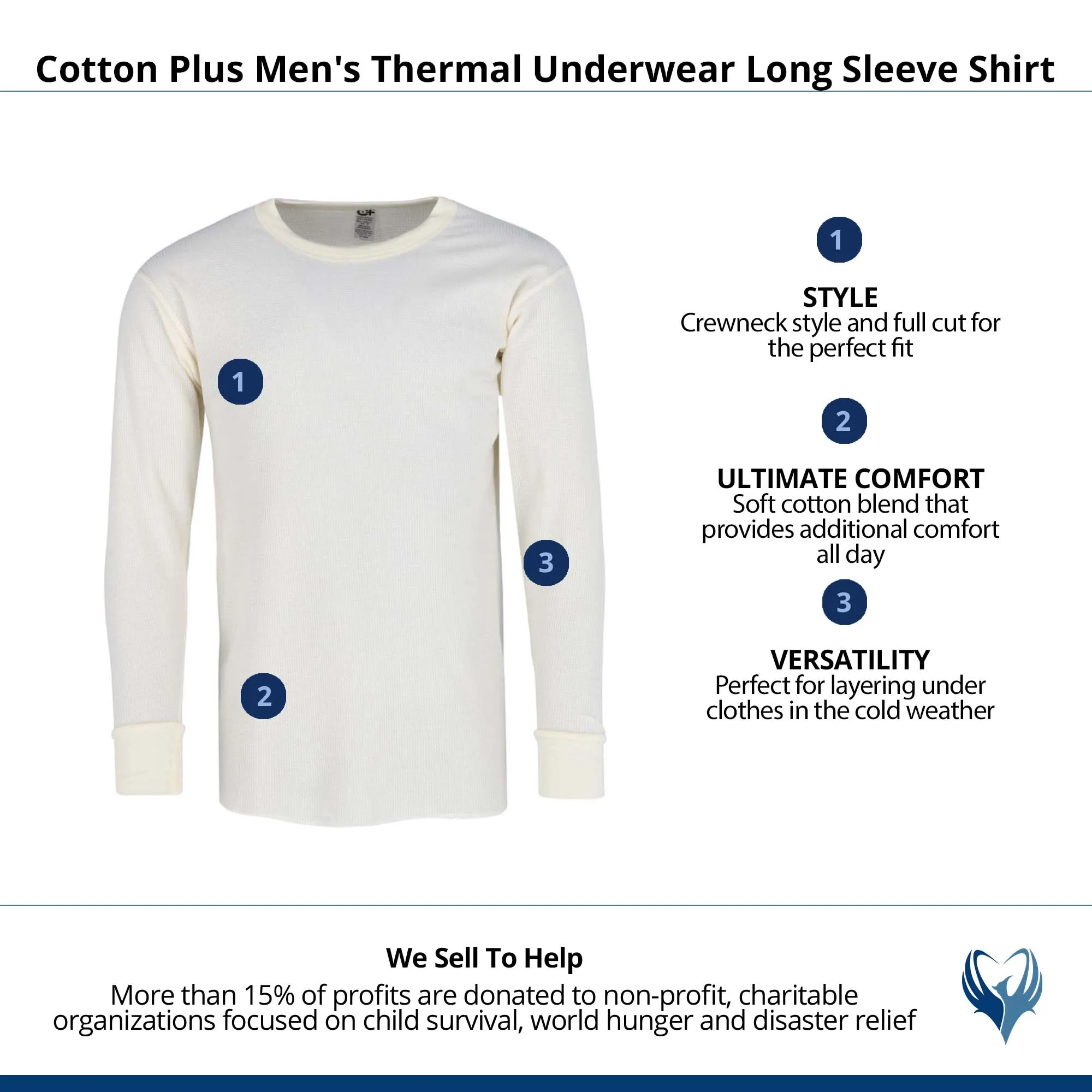 Cotton Plus Men's Thermal Underwear Long Sleeve Shirt sold by Belt Outlet product image thumbnail 5