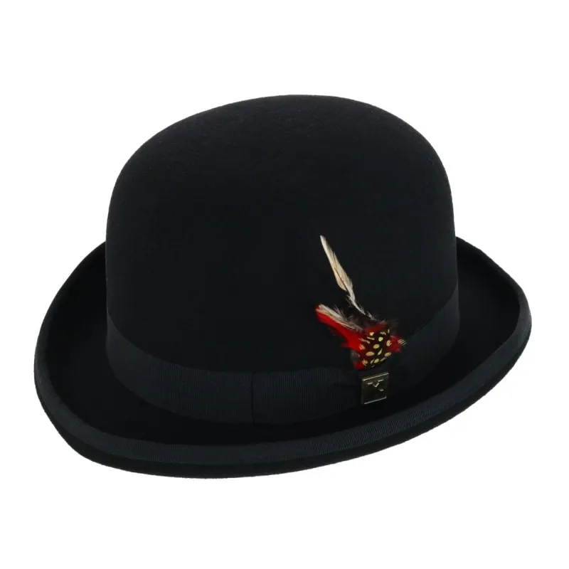 Kenny K Men's Wool High Derby Hat with Grosgrain Hatband made by Belt Outlet