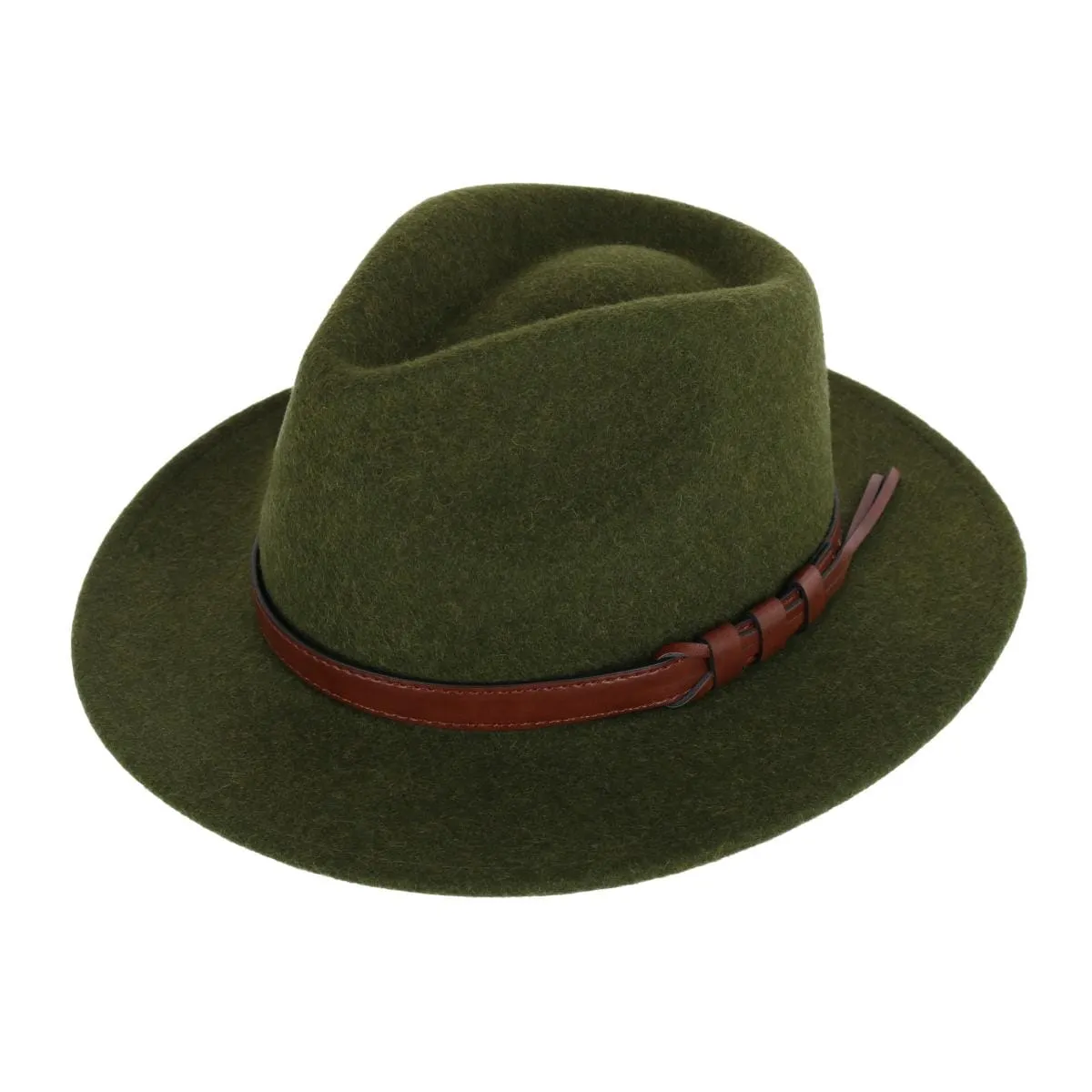 Kenny K Unisex Australian Wool Fedora with Leather Hatband sold by Belt Outlet