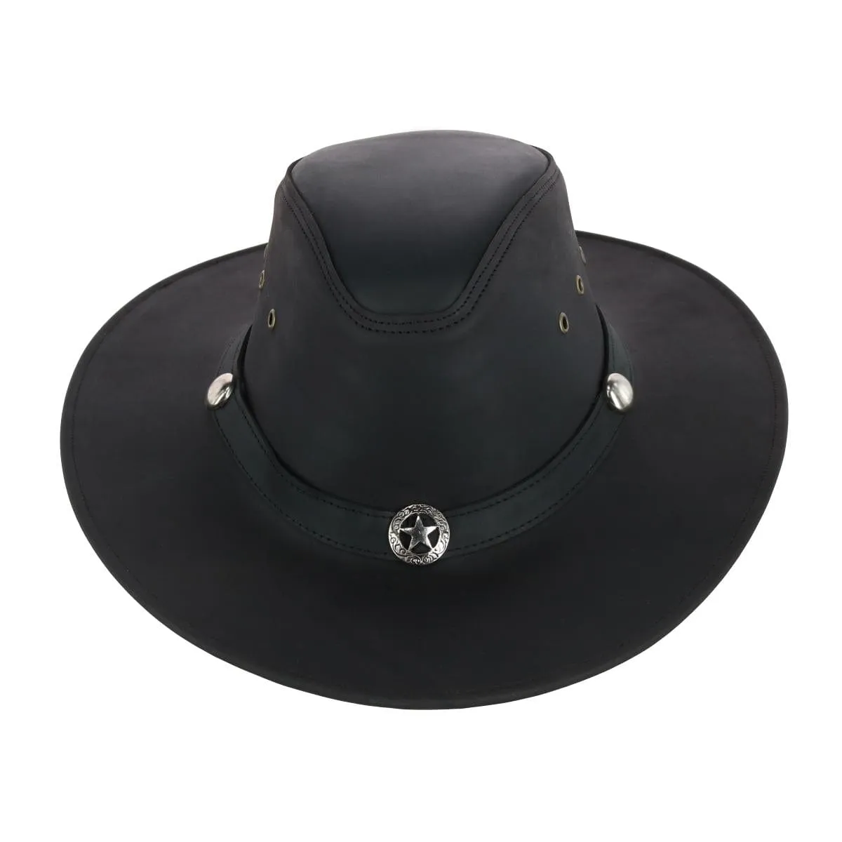 CTM® Men's Leather Western Hat with Star Concho Hatband sold by Belt Outlet product image thumbnail 4