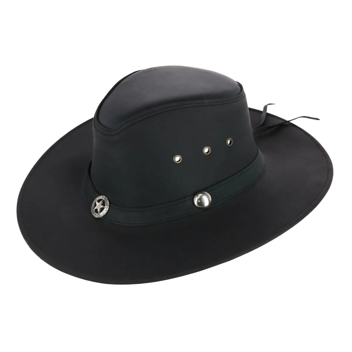 CTM® Men's Leather Western Hat with Star Concho Hatband sold by Belt Outlet product image thumbnail 5