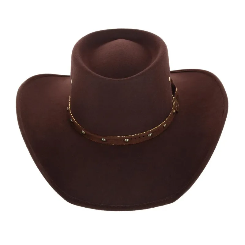 CTM® Men's Felt Western Gambler Hat with Studded Hatband made by Belt Outlet