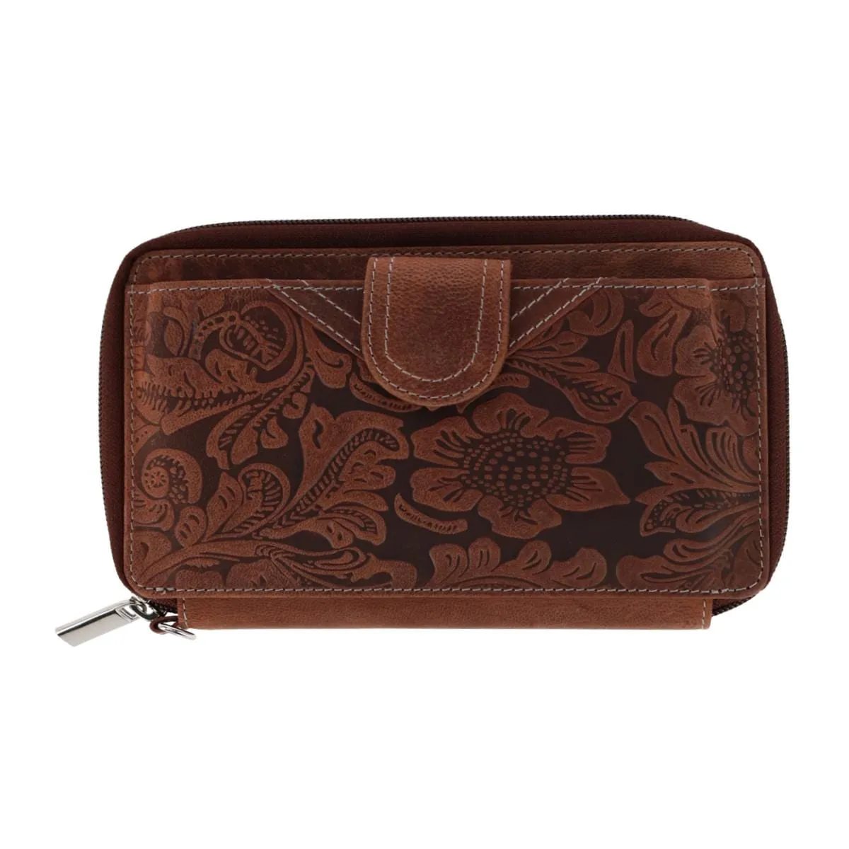 CTM® Women's Embossed Floral Tooled Leather Wristlet sold by Belt Outlet product image thumbnail 5