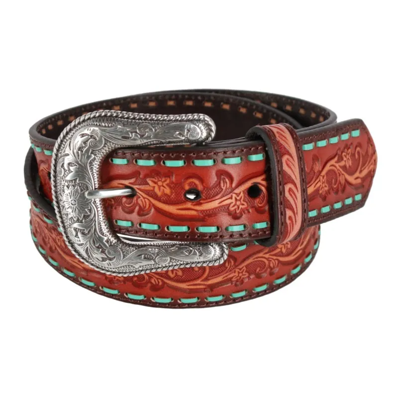 Ariat Women's Floral Embossed Lace Western Belt sold by Belt Outlet