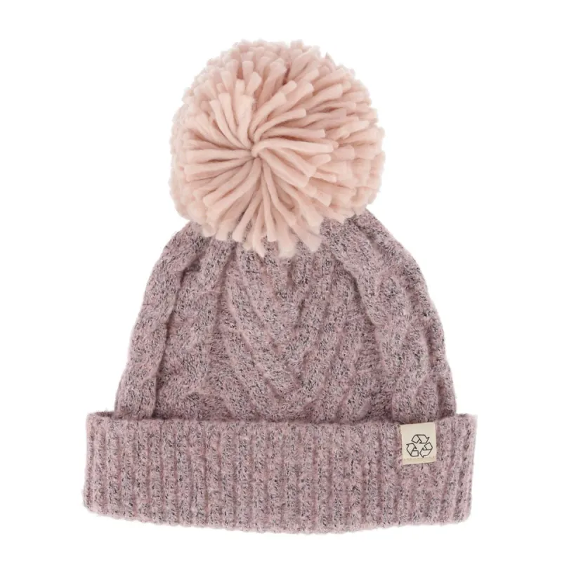 David & Young Women's Chevron Knit Winter Beanie with Matching Yarn Pom sold by Belt Outlet