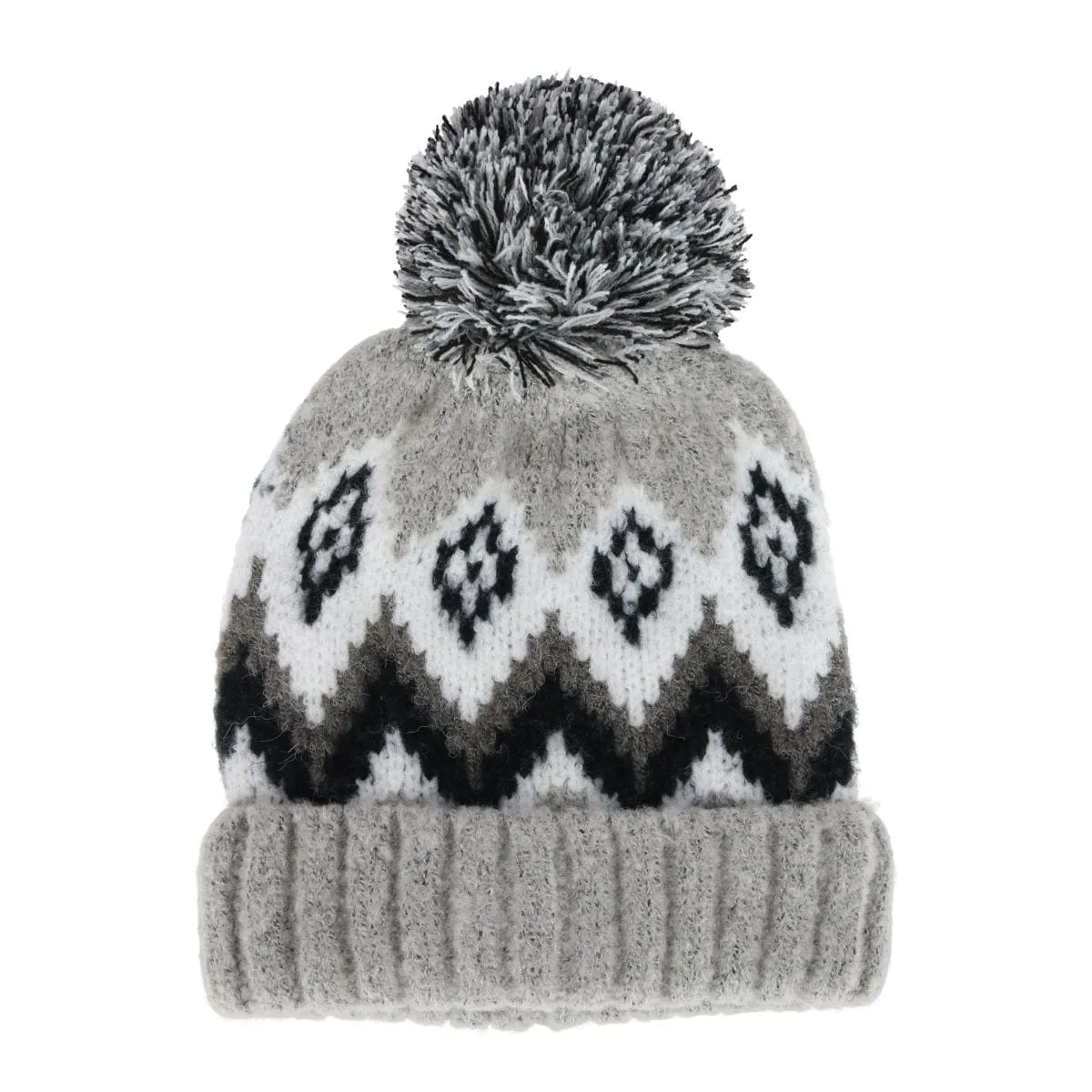 Grand Sierra Women's Winter Pattern Boucle Beanie Pom Hat sold by Belt Outlet product image thumbnail 5