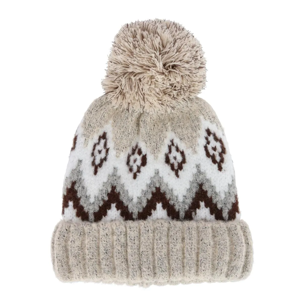Grand Sierra Women's Winter Pattern Boucle Beanie Pom Hat sold by Belt Outlet product image thumbnail 4
