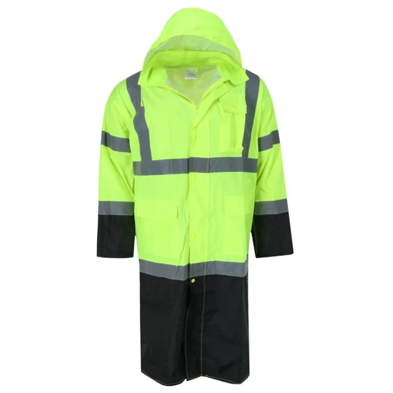 M.G.I. Adult High Visibility Long Raincoat with Foldable Hood sold by Belt Outlet