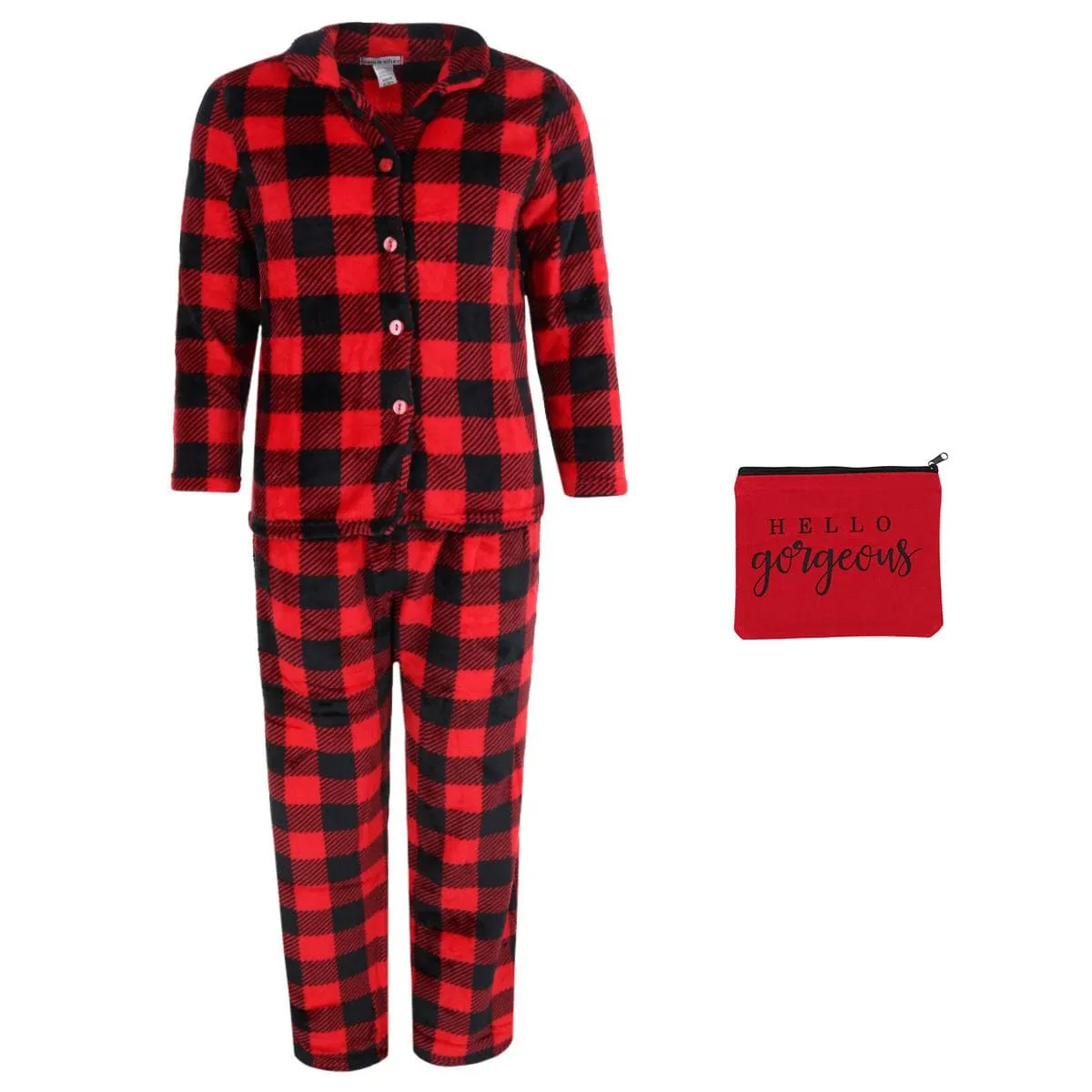 em & alfie Women's Buffalo Check Long Sleeve 3 Piece Pajama Set sold by Belt Outlet product image thumbnail 2
