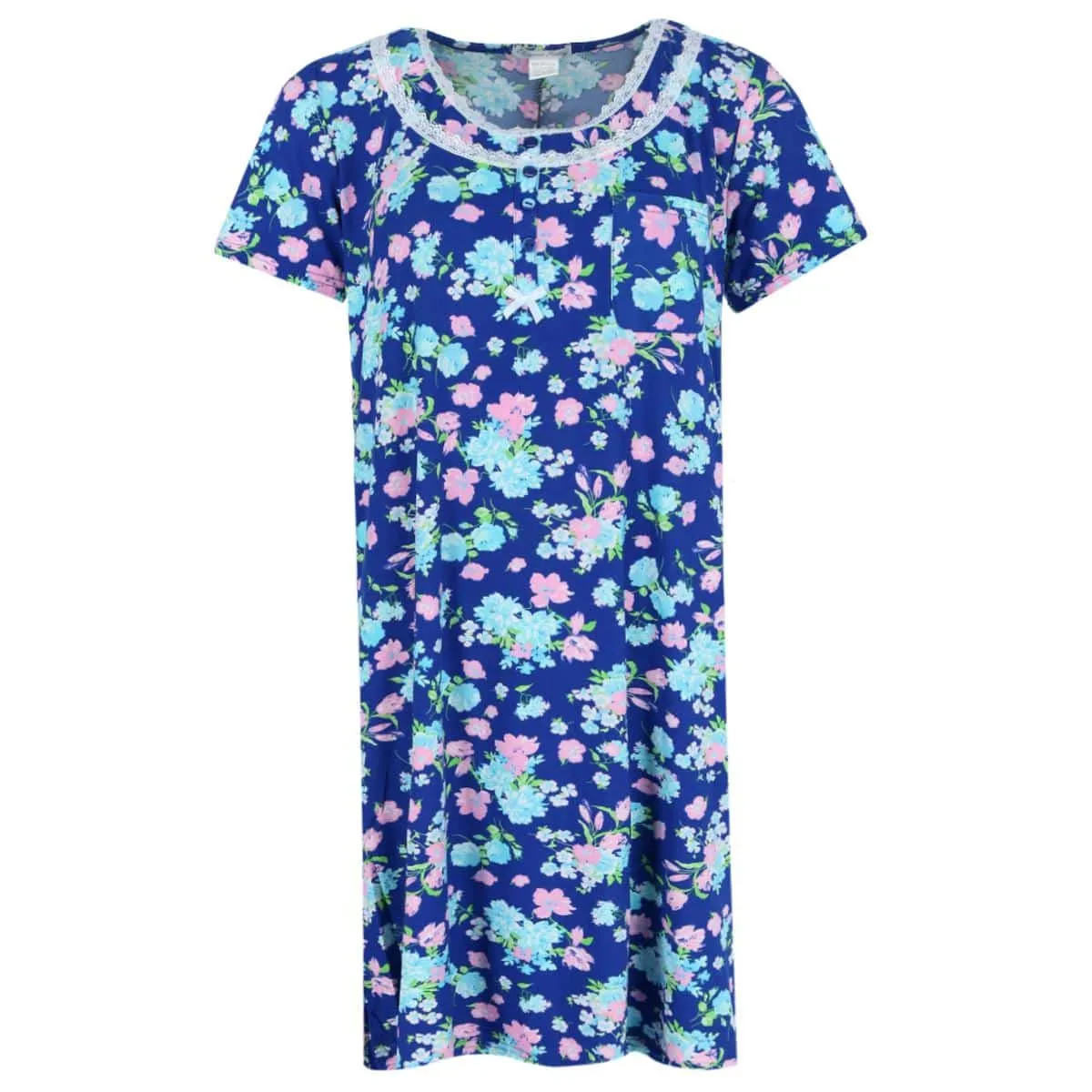 Elegant Emily Women's Floral Henley Short Sleeve Sleep Gown sold by Belt Outlet product image thumbnail 2